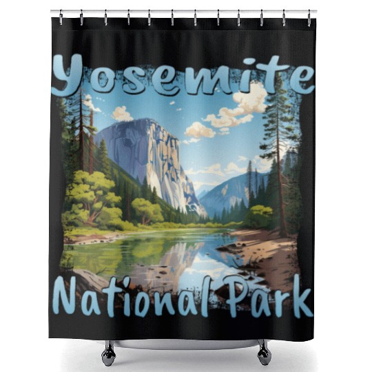 Yosemite National Park: Colorful Landscape in Shower Curtains