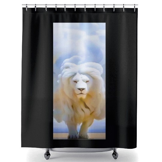 WHITE LION Shower Curtains