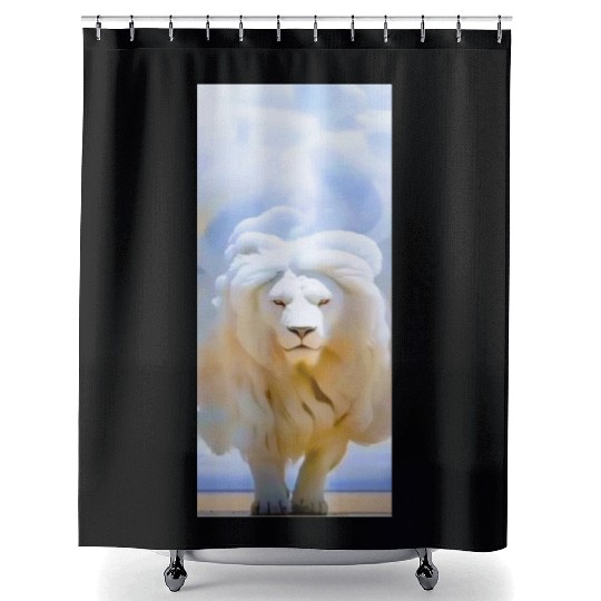 WHITE LION Shower Curtains