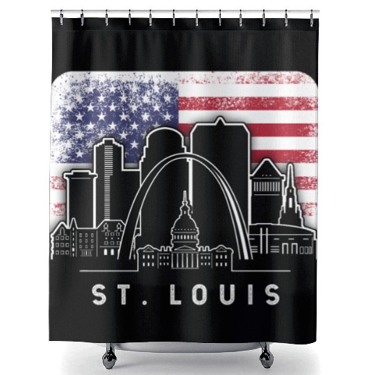 St. Louis Missouri American Flag Vintage Shower Curtains