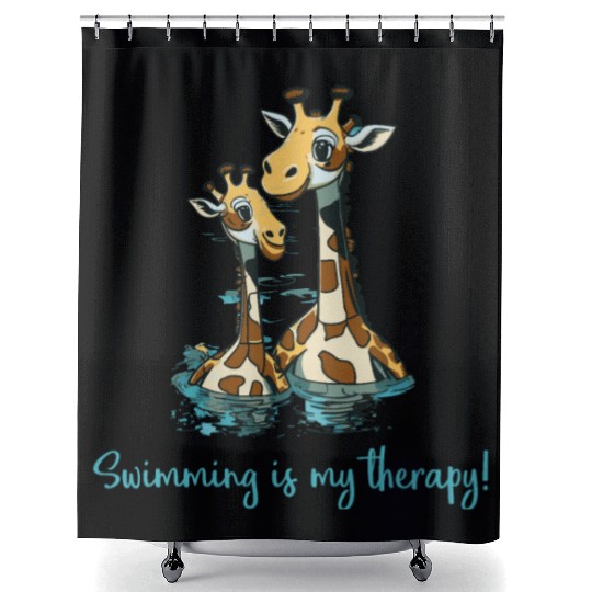 swimming is my therapy - lifeguard Shower Curtains