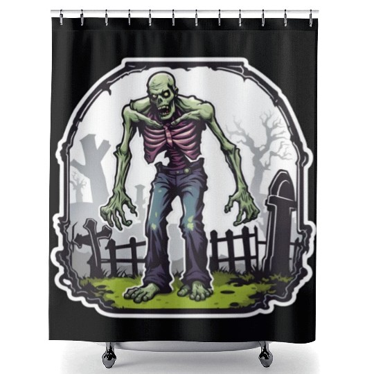 Zombie / Monster / Halloween / green / Cemetery Shower Curtains