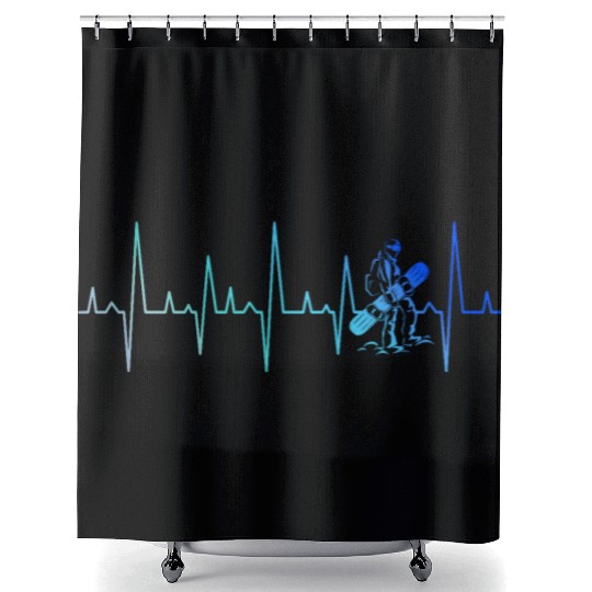 Snowboarder Heartbeat Snowboarding Heart Beat Shower Curtains