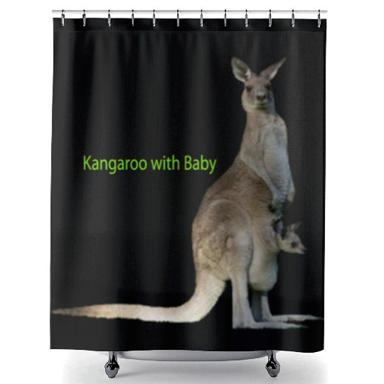 baby with kangaroo Shower Curtains