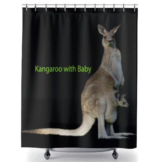 baby with kangaroo Shower Curtains