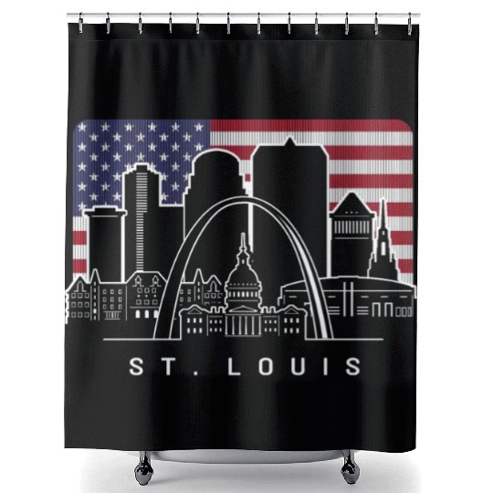 St. Louis Missouri American Flag Shower Curtains