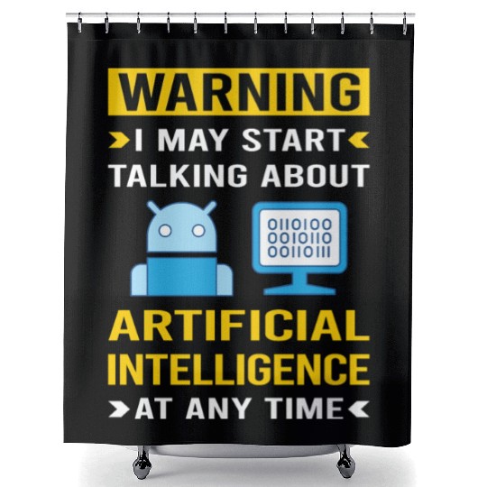 Warning Artificial Intelligence AI Shower Curtains