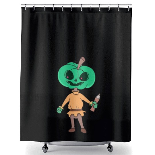 Halloween pumpkin teacher Shower Curtains