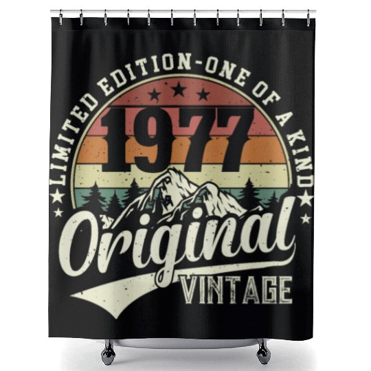 1977 Vintage Birthday Gift Shower Curtains