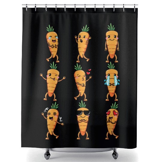 Carrot Emoticon Vegetable Vegan Vegetarian Shower Curtains