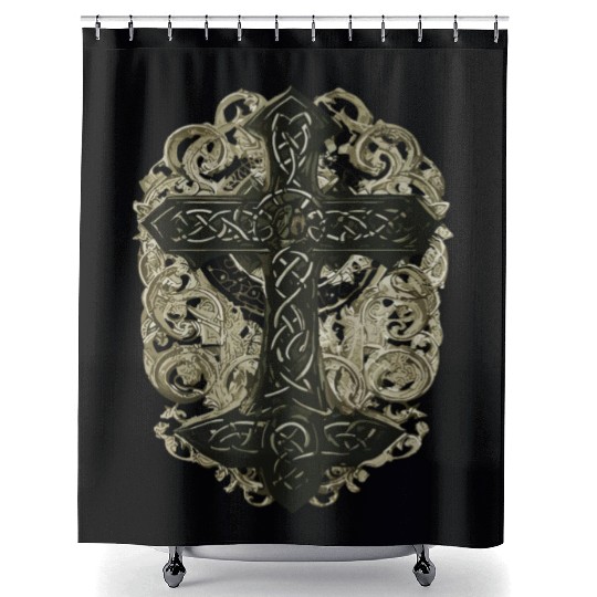 tree celtic cross Shower Curtains