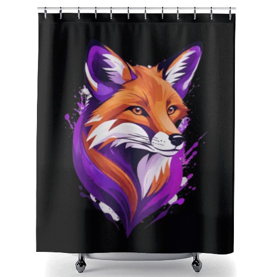 fox purple yellow Shower Curtains