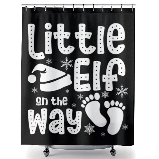 Christmas Pregnant Mom, Little elf on the way Shower Curtains