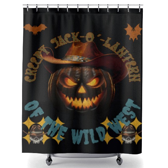Creepy Jack o Lantern of the Wild West Shower Curtains