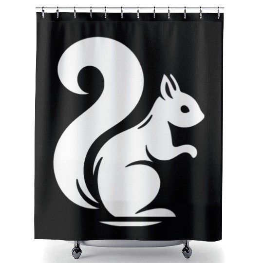 Elegant Squirrel Silhouette: Nature in Shadow Art Shower Curtains