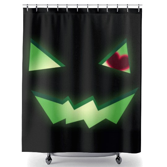 Glowing Green See-Through Jack-O-Lantern w/ Heart Shower Curtains