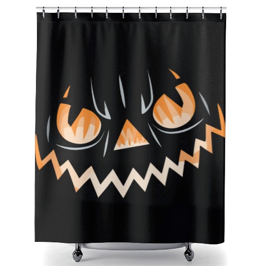 Creepy Jack o Lantern Carved Halloween Pumpkin Shower Curtains