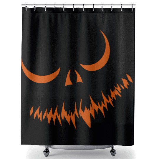 Creepy Jack o Lantern Carved Halloween Pumpkin Shower Curtains
