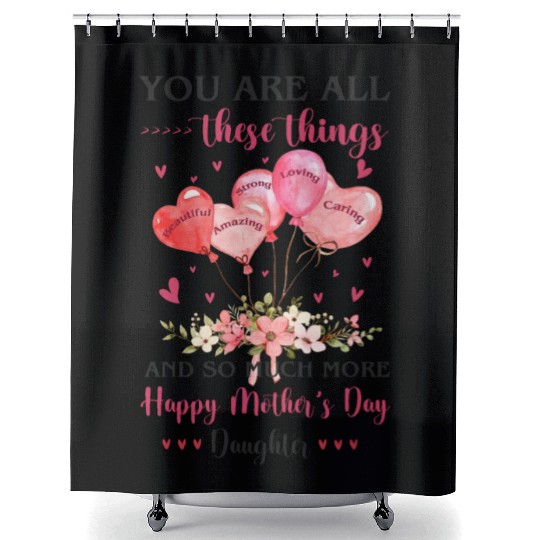 Heart Balloons Daughter Mother's Day Shower Curtains