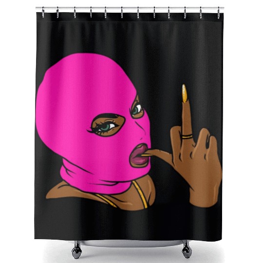 HustleSkillz com Gansta Goddess 12 Pink Shower Curtains