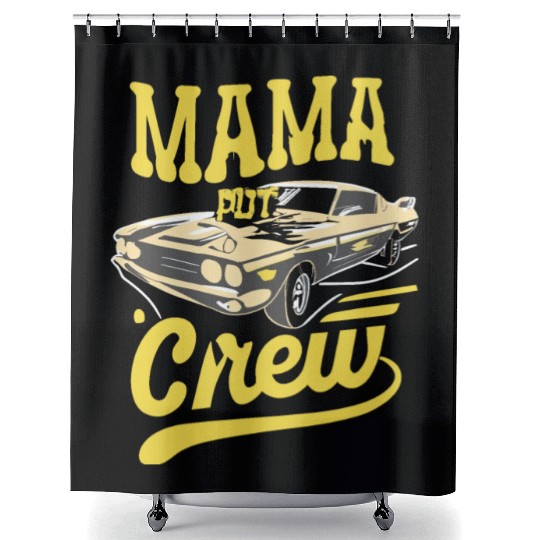 Car Birthday Party Racing Family Mama Pit Crew Shower Curtains