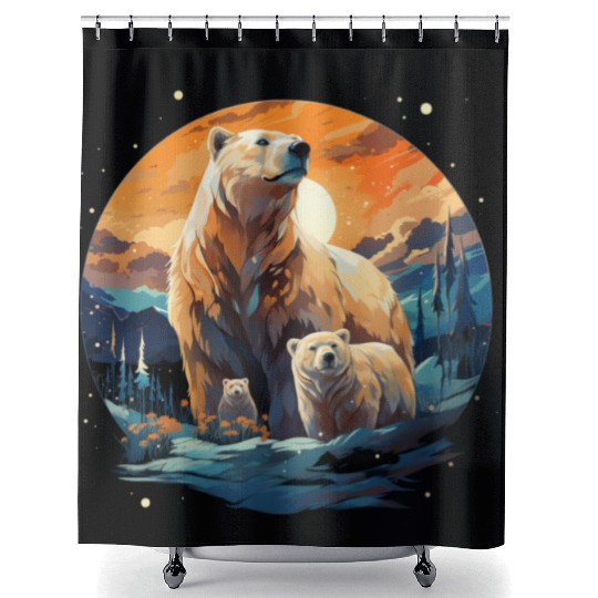 Polar Bear Family Gift Polar Bear Cub Shower Curtains