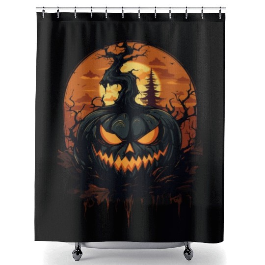 Spooky Halloween Pumpkin Shower Curtains
