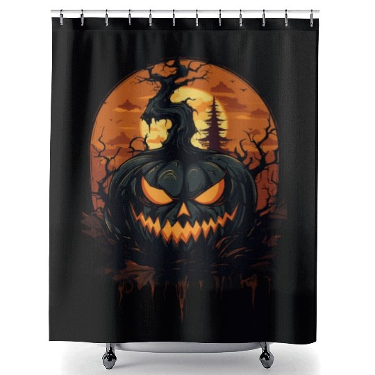 Spooky Halloween Pumpkin Shower Curtains