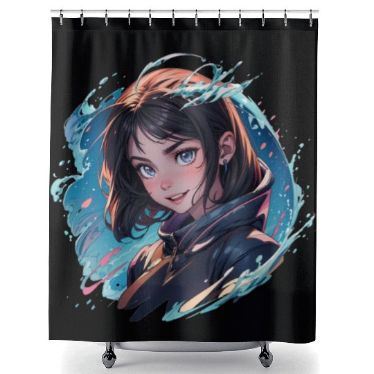 Adventure girl water splash Shower Curtains