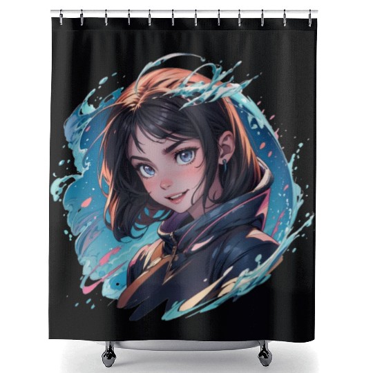 Adventure girl water splash Shower Curtains