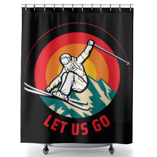 "Winter Wonderland Thrills: Snowboarder's Paradise Shower Curtains