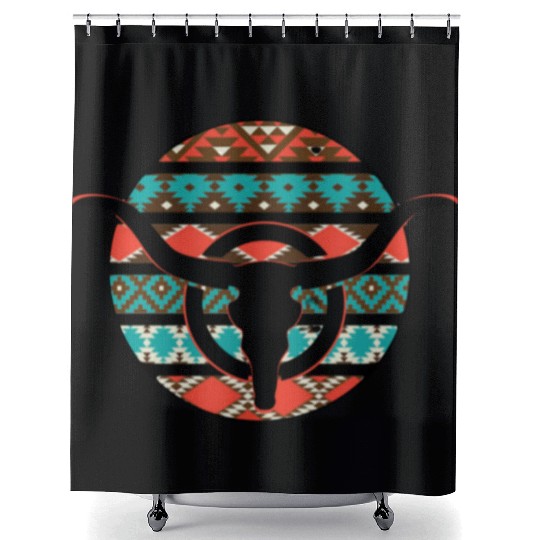 Retro Cow Skull Shower Curtains
