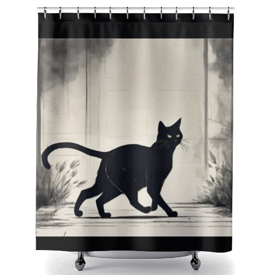 Black Cat Shower Curtains