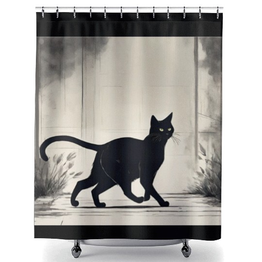 Black Cat Shower Curtains