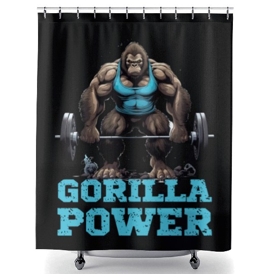 Gorilla Power Fitness Monkey Gorilla Gym Shower Curtains