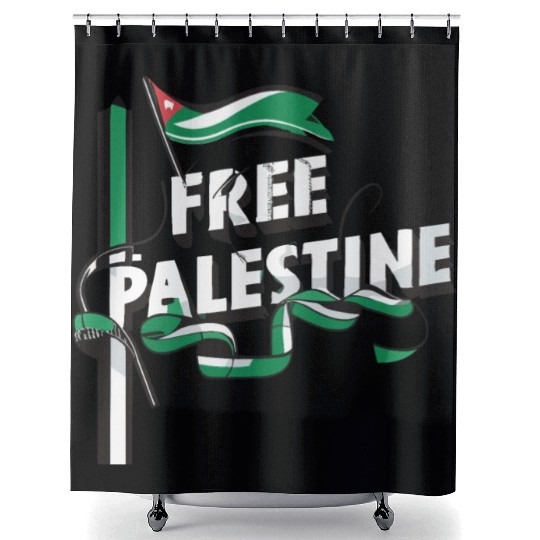 I Love Free Palestine Flag Save Gaza Shower Curtains