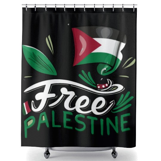 I Love Free Palestine Flag Save Gaza Palestinian Shower Curtains