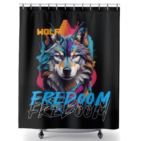 Incredible wolf face street Shower Curtains