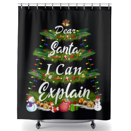 Dear Santa, I Can Explain - Christmas Tree Shower Curtains