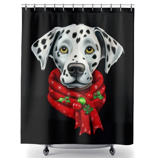 dalmatian christmas pet design Shower Curtains