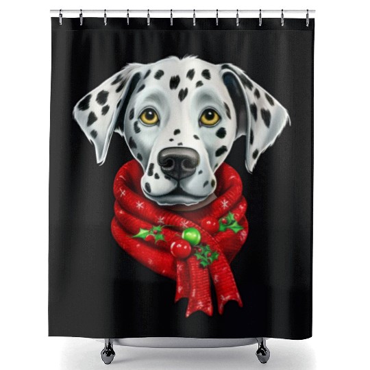 dalmatian christmas pet design Shower Curtains