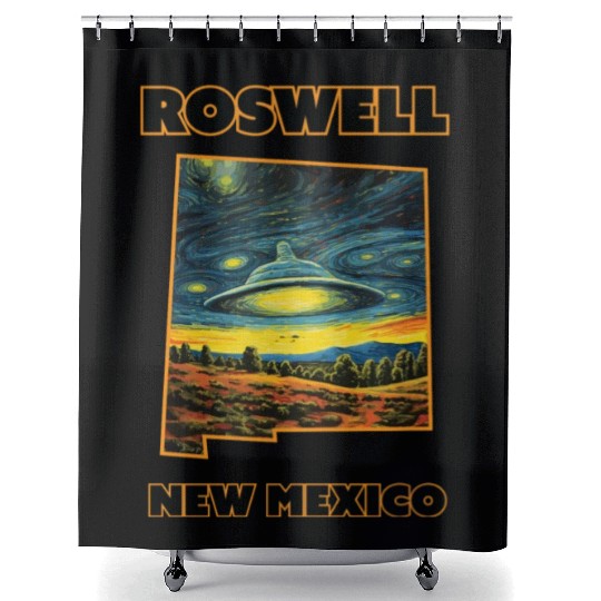 New Mexico Roswell - Alien Saucer Shower Curtains