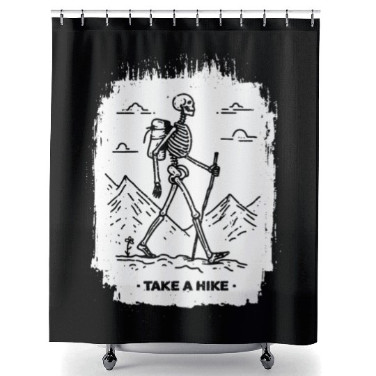 Take a Hike - White Ink Shower Curtains