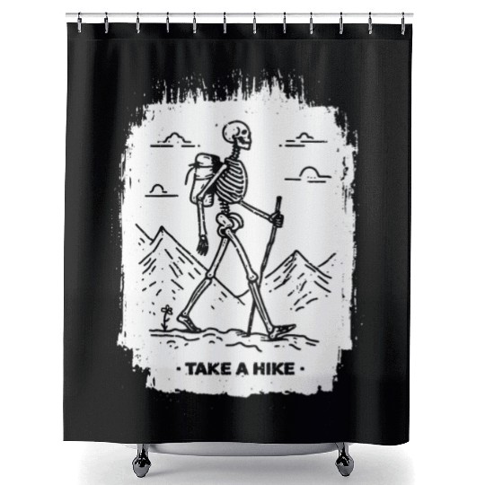 Take a Hike - White Ink Shower Curtains