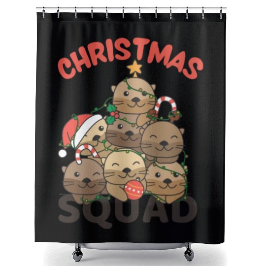 Otter Christmas Tree Christmas Squad Otter Shower Curtains
