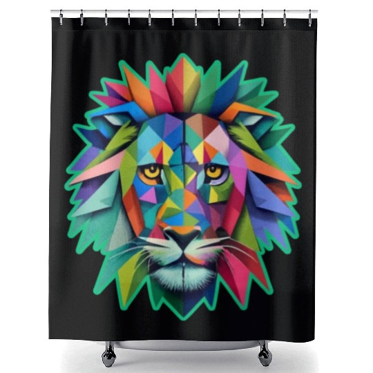 goemetric lion Shower Curtains
