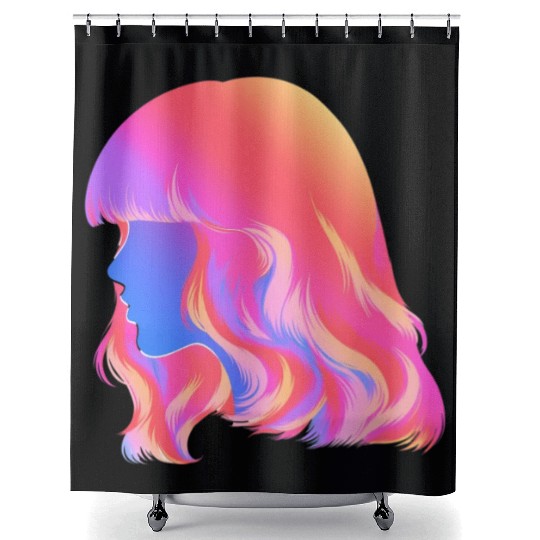 Full Color Silhoutette Of Hair Women Shower Curtains