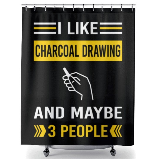 3 People Charcoal Drawing Shower Curtains
