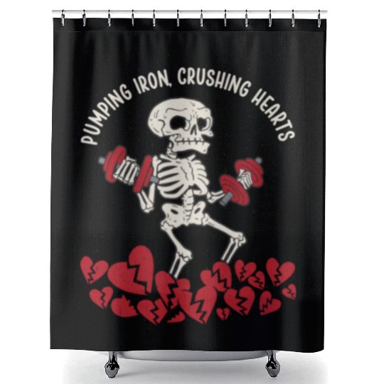 Anti Valentine´s Day Broken Heart Powerlifting Gym Shower Curtains