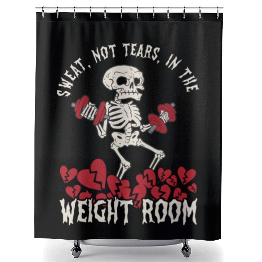 Anti Valentine´s Day Broken Heart Powerlifting Gym Shower Curtains